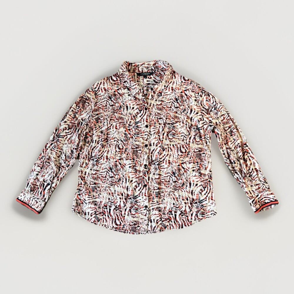 Liverpool Los Angeles Sz M Graffiti Brushstroke Button Shirt Artsy Office Siren